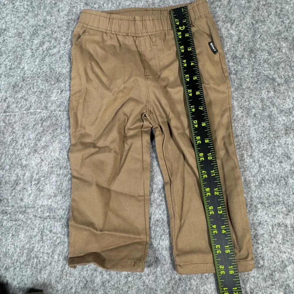 DKNY Toddler Boys 12M Olive Green Chenille Hooded Sweater and Khaki Pants Set